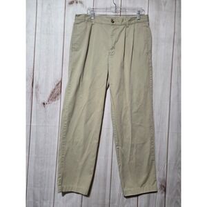 Cutter & Buck Mens Pleated Chino Pants Khaki Cotton Twill 36x30 Tan Straight Leg